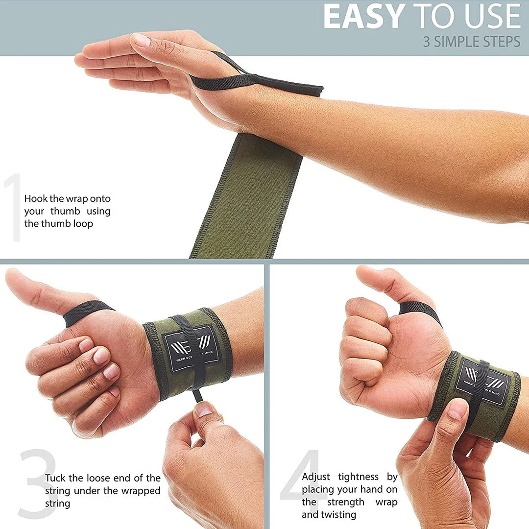Cotton Weightlifting Wrist Wraps Green - Image 4