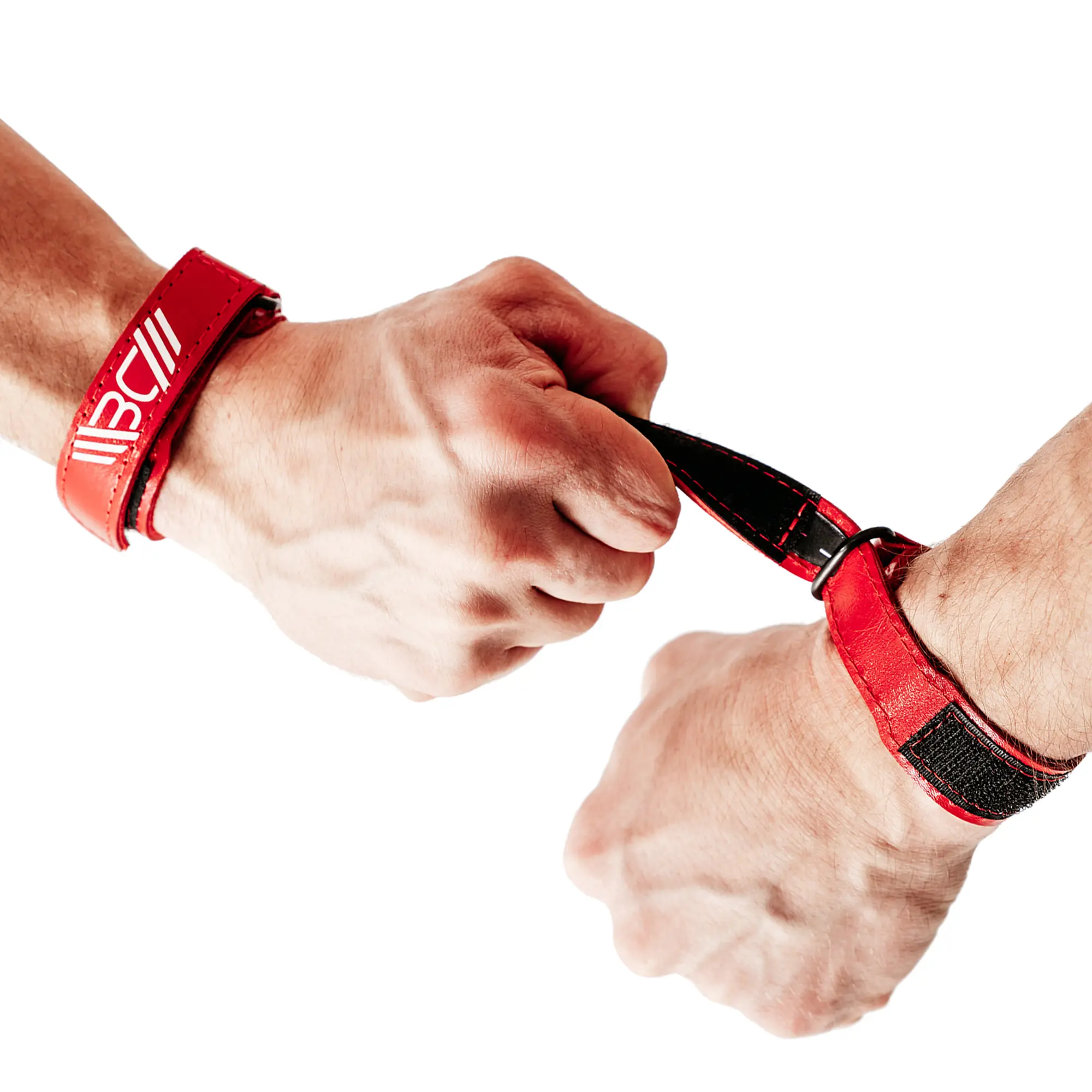 Leather Wrist Wraps Basic Red - Image 3